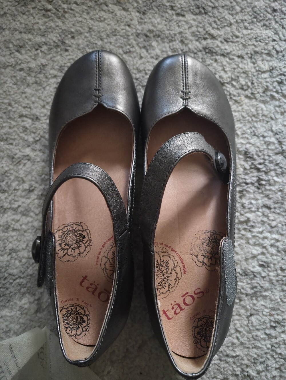 Metallic Pewter Mary Jane Flats